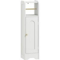 HOMCOM Small Bathroom Storage Cabinet with Toilet Roll Holder - White