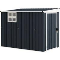 Outsunny 7.6 x 4ft Garden Metal Shed, Outdoor Storage Shed with Window, 2 Vents and Lockable Door for Garden, Patio, Dark Grey