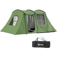 Outsunny 3-4 Man Tunnel Tent, Family Camping Tent with Porch, Bedroom and Living Area, Sewn in Groundsheet, 3000mm Waterproof, Portable with Bag for Hiking, Festival, Backpacking, Green