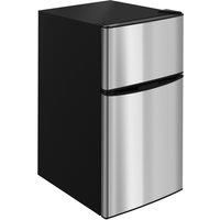 HOMCOM 88L Under Counter Fridge Freezer, Small Refrigerator with 5-Setting, 3 Star Freezer Rating, Black and Silver Tone