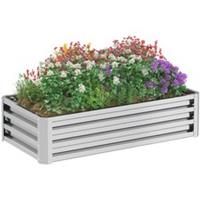 Outsunny Raised Garden Bed Elevated Planter Box for Flowers Silver