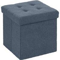 HOMCOM Foldable Sherpa Fleece Storage Ottoman - Blue