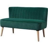 HOMCOM Modern Velvet Double Seat Sofa w/ Wood Frame Foam Padding High Back Soft Comfortable Compact Couch Green