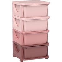 HOMCOM Four-Tier Kids Storage Boxes, with Four Drawers, Pink