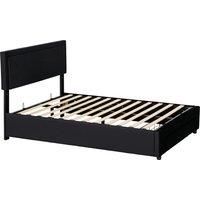 HOMCOM Double Ottoman Bed Frame, with Front Drawer - Black