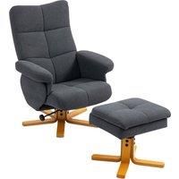 HOMCOM Linen-Look Recliner, with Storage Ottoman - Grey