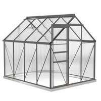 Outsunny Polycarbonate Walk-in Garden Greenhouse w/ Sliding Door Dark Grey