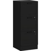 HOMCOM 3 Drawer Filing Cabinet with Lock, Office Storage Cabinet with Adjustable Hanging Bars for A4 Letter Size Files, Black
