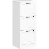 HOMCOM 3 Drawer Filing Cabinet with Lock, Office Storage Cabinet with Adjustable Hanging Bars for A4 Letter Size Files, White