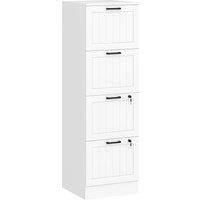HOMCOM 4 Drawer Filing Cabinet with Lock, Office Storage Cabinet with Adjustable Hanging Bars for A4 Letter Size Files, White