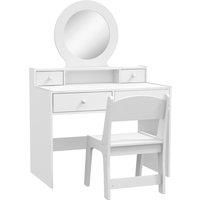 AIYAPLAY Kids Dressing Table Set Kids Make up Table with Stool and Mirror, Storage Drawers, Gift for Aged 3-8