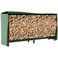 Outsunny Metal Firewood Rack, Log Holder, 200 x 36 x 99 cm, Dark Green