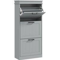 HOMCOM Three-Drawer Minimalistic Shoe Cabinet - Grey