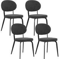 HOMCOM Boucle Dining Chairs Set of 4, Modern Upholstered Sherpa Kitchen Chairs with Backrest, Metal Legs and Padded Seat for Dining Room, Bedroom, Living Room, Black