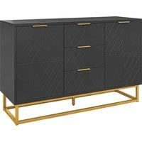 HOMCOM Sideboard with 3 Drawers and Adjustable Shelves for Living Room - Black