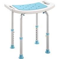 HOMCOM 6-Level Height Adjustable Aluminium Bath Room Stool Chair Shower Non-Slip Design w/ Padded Seat Drainage Holes Foot Pad, Turquoise