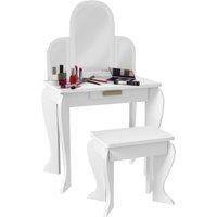 HOMCOM Kids Dressing Table Set, with Mirror and Drawer - White