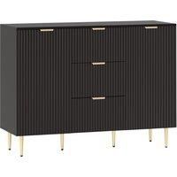 HOMCOM 2-Door Sideboard with 3 Drawers and Adjustable Shelves - Black