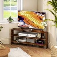 HOMCOM Corner TV Stand for 47 Inch Television, Modern TV Unit with 2 Open Shelves for Living Room, Bedroom, Rustic Brown