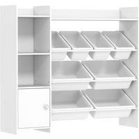 AIYAPLAY Toy Storage Unit with 8 Removable Bins, Storage Shelves, Cabinet, White