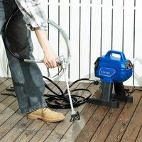 HOMCOM Airless Paint Sprayer, Thinning-Free, Electric﻿ Fence Paint Sprayer for Exterior and Inner DIY Painting Projects, Wall Spray Gun Machine, Household Use, 1.5L/min, 200Bar, 7.5m Hose Dark Blue