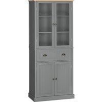 HOMCOM 180cm Tall Kitchen Pantry Cupboard, Freestanding Storage Cabinet with 5 Tier, Adjustable Shelves, Drawer, Grey