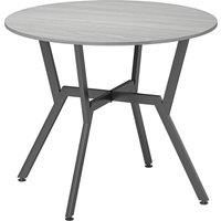 HOMCOM Dining Table, Round Kitchen Table with Black Legs, Anti-slip Foot Pads for Living Room, Dining Room 90 x 76 cm, Grey