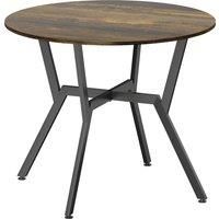 HOMCOM Dining Table, Round Kitchen Table with Black Legs, Anti-slip Foot Pads for Living Room, Dining Room 90 x 76 cm, Rustic Brown
