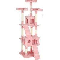 PawHut 173cm Cat Tree Scratching House, Activity Play Centre, Pink