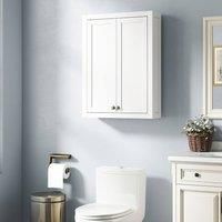 HOMCOM Bathroom Wall Cabinet, Modern Bathroom Cabinet Wall Mounted Over Toilet with 2 Doors and 2 Adjustable Shelves, 61 x 20 x 84 cm, White