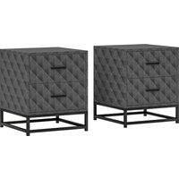 HOMCOM Bedside Tables Set of 2, Modern Bedside Table Nightstand with 2 Drawers, Bedside Cabinet Sofa Side Table with Storage, Steel Legs for Bedroom, Living Room, Grey