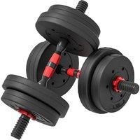 HOMCOM 15kg 2 in 1 Adjustable Dumbbells Weight Set, Dumbbell Hand Weight Barbell for Weight Training, Black