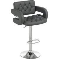HOMCOM PU Leather Upholstered Swivel Bar Stool, Height Adjustable with Back, Armrest, Footrest, Grey