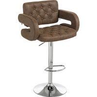 HOMCOM PU Leather Upholstered Swivel Bar Stool, Height Adjustable with Back, Armrest, Footrest, Coffee