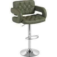 HOMCOM PU Leather Upholstered Swivel Bar Stool, Height Adjustable with Back, Armrest, Footrest, Green