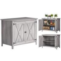 Outsunny Wooden Garden Shed Tool Cabinet 110 x 60 x 88.5 cm, Light Grey