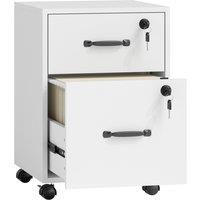HOMCOM Rolling File Cabinet with 2 Drawers, Mobile Filing Cabinet with Hanging File Folder for Letter Sized Documents, White