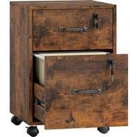 HOMCOM Rolling File Cabinet with 2 Drawers, Mobile Filing Cabinet with Hanging File Folder for Letter Sized Documents, Rustic Brown