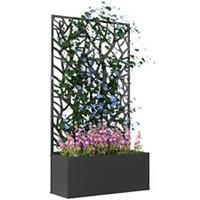 Outsunny Metal Raised Garden Bed with Trellis, Outdoor Elevated Planter Box