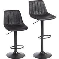 HOMCOM Set of 2 Leathaire Tub Bar Stools - Black