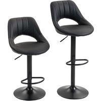HOMCOM Set of Two Faux Leather Bar Stools - Black
