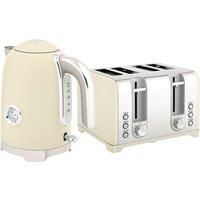 HOMCOM Retro 3000W Kettle and Toaster Set - Cream