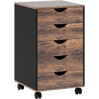 HOMCOM Five-Drawer Filing Cabinet - Rustic Brown