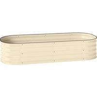 Outsunny Galvanised Raised Garden Bed, Metal Planter Box with Safety Edging, for Flowers, Herbs, Succulents, Cream White