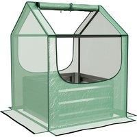 Outsunny 61 x 61cm Garden Planter Bed, with Cover - Green and Silver