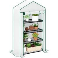 Outsunny 90 x 49 x 160cm Portable Mini Greenhouse with Shelves, White