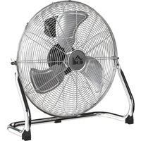 HOMCOM Metal Floor Fan, Electric Portable Desk & Table Fan with 3 Speed Settings and 120 Adjustable Tilt, Powerful Airflow for Home Office, Silver Tone