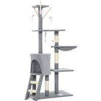 PawHut Multi-Level Cat Tower, 134cm Cat Tree with Condo and Sisal Scratching Posts for Indoor Kittens, Grey