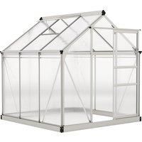 Polycarbonate Walk-In Garden Greenhouse Aluminium Frame w/ Slide Door 6 x 6ft