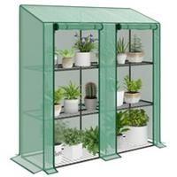 Outsunny Mini Green House with 3 Tier Shelves, 151H x 143W x 46Dcm, Green